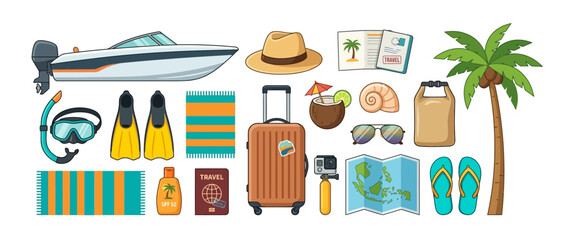 Summer Vacation Beach Travel Elements Collection © gemas
