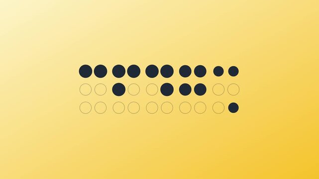 Abstract braille code animation on yellow background: digital communication and accessibility concept 4k