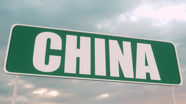 Bold China Signboard in Minimal Outdoor Transportation Concept
