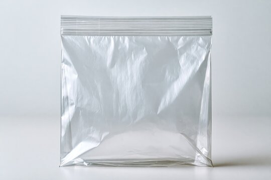 Transparent ziplock bag on plain background