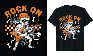 Fototapeta premium Rock On halloween t shirt design