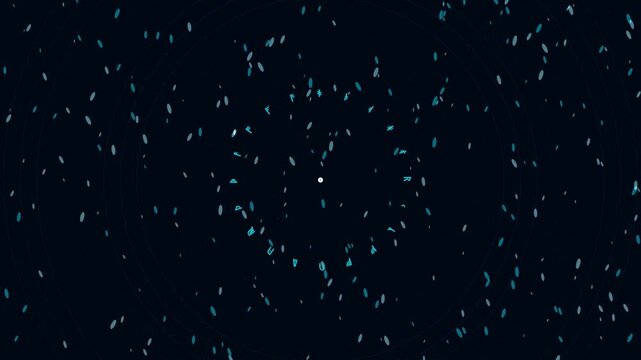 Abstract circular runes with blue floating particles