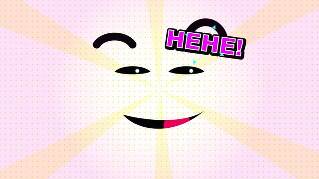 Winking Pop Art Face with HEHE! Text and Sunburst Background
