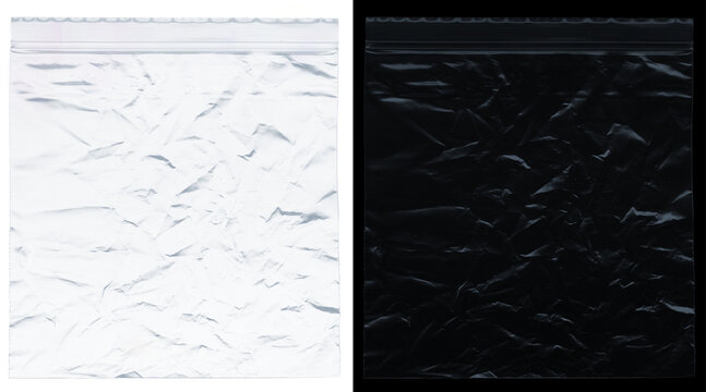 Crumpled plastic texture overlay, transparent wrinkled polyethylene bag surface, creased cellophane wrap background for graphic design and mockups