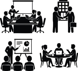 Fototapeta premium Business professionals collaborating in team meeting Vector
