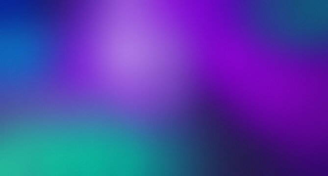 Abstract texture green purple gradient background with bright light beam, soft blurred indigo turquoise backdrop, film grain effect.