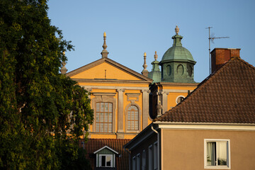 Kalmar Cathedral Facade And Copper Towers Above Rooftops Sweden © Birute Vijeikiene