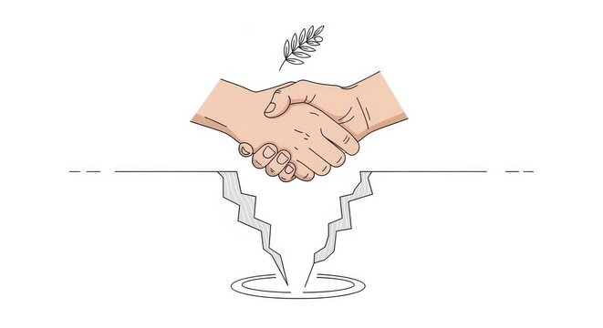 Handshake Over A Crack Bridging A Divide Concept