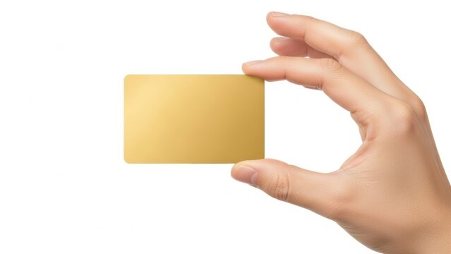 Hand holding blank golden card