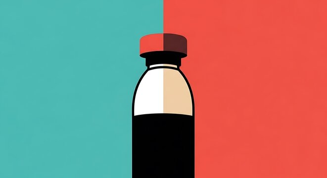 Bold Bottle Centered Against Split Turquoise Orange Background