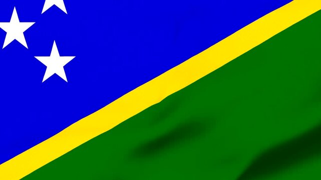 Solomon Islands flag with white stars waving in wind