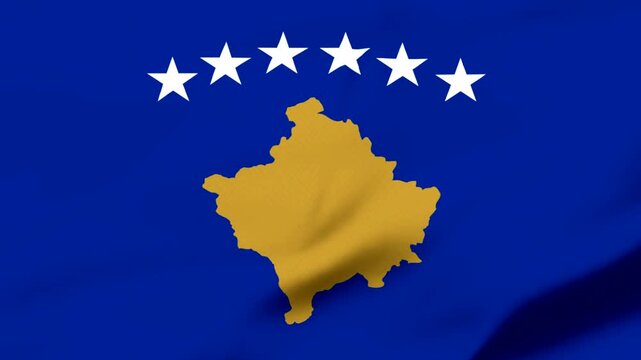 Flag of Kosovo with stars and map on blue background