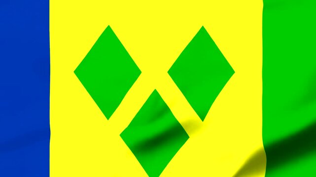 Flag of Saint Vincent and the Grenadines waving in wind