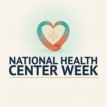 National Health Center Week Medical Heart Ribbon Graphic