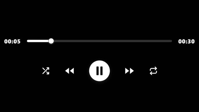 Minimalist music player interface with progress bar and control buttons