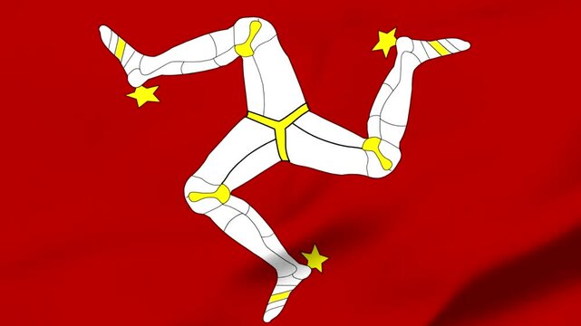 Isle of Man flag with three legs and yellow stars