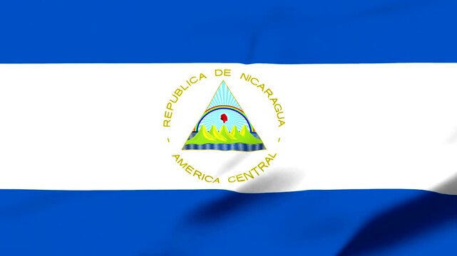 Nicaragua flag with central emblem and blue white stripes