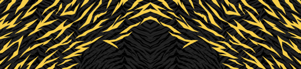 Modern tiger skin pattern background with abstract black and gold. Modern animal pattern vector illustration © Avartde