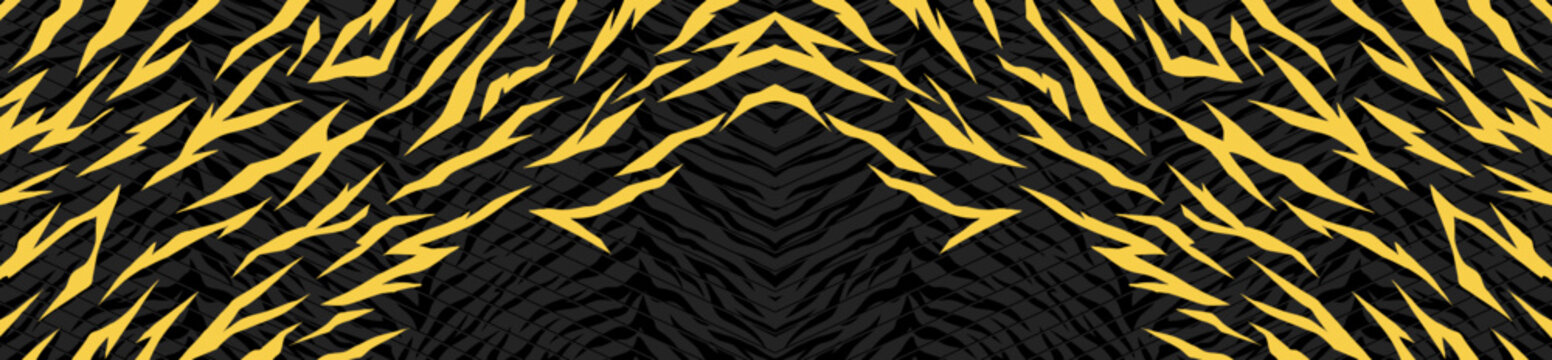 Modern tiger skin pattern background with abstract black and gold. Modern animal pattern vector illustration