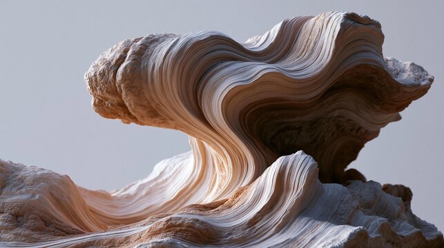Close-up of a rock formation with a wave-like shape.