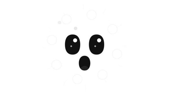 Minimalist Kawaii Surprised Face on White Background