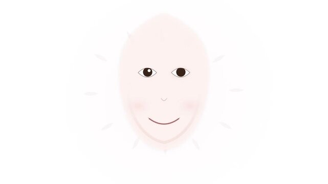 Minimalist smiling face animation on white background