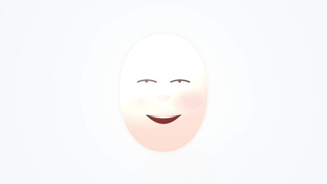 Minimalist stylized smiling face on white background