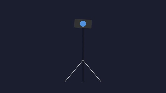 Minimalist camera on tripod animation for media and technology projects 4k