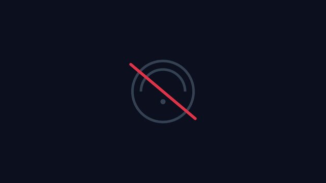 Minimalist muted audio animation on dark 4k background, for digital interface, sound