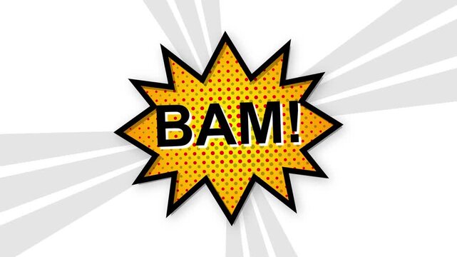 "BAM!" Comic Book Explosion Graphic on Sunburst Background