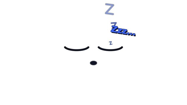 Minimalist sleeping face with Zzz text on white background