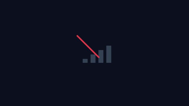 No signal animation with network connectivity bars and red slash symbol for digital communication and technology concepts 4k