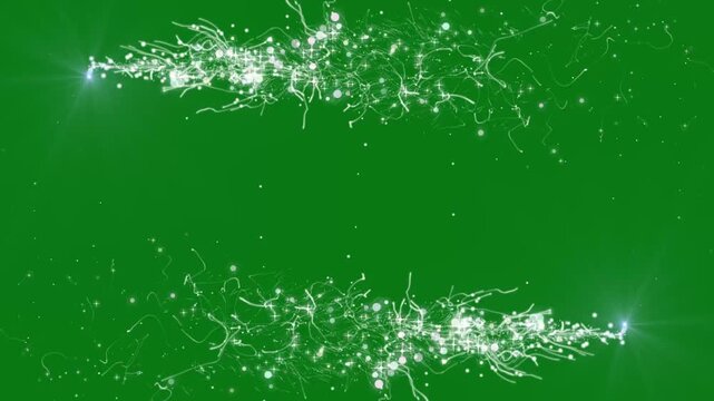 multicolored particles like confetti or spangles float in a viscous liquid and glitter in the light with depth of field, Futuristic glittering fly movement flickering loop, green background. 4k video