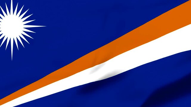 Flag of Marshall Islands with white star and orange stripe