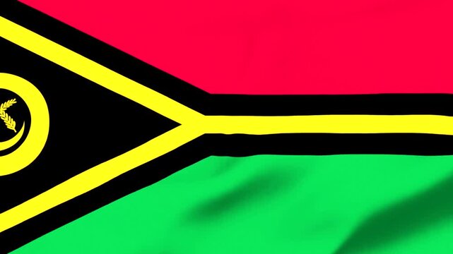 Flag of Vanuatu waving in the wind with vibrant colors
