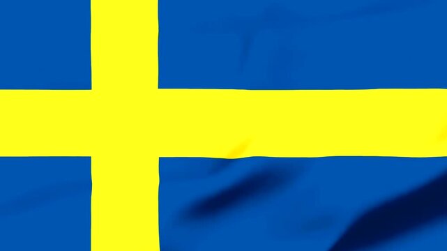 Swedish flag waving in the wind with blue and yellow colors