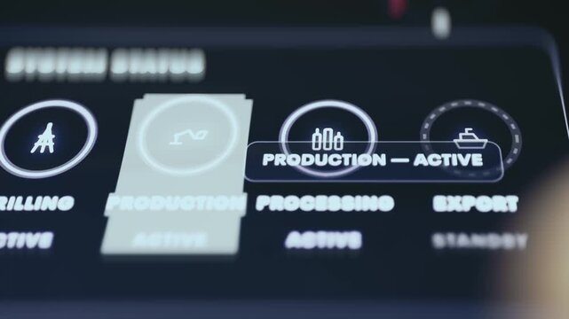 Finger Over System Status Icons For Drilling Production Processing And Export On Screen