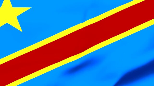 Waving flag of Democratic Republic of Congo with blue background
