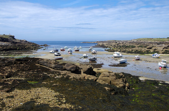 Seascape at low tide in Brittany in France, Europe