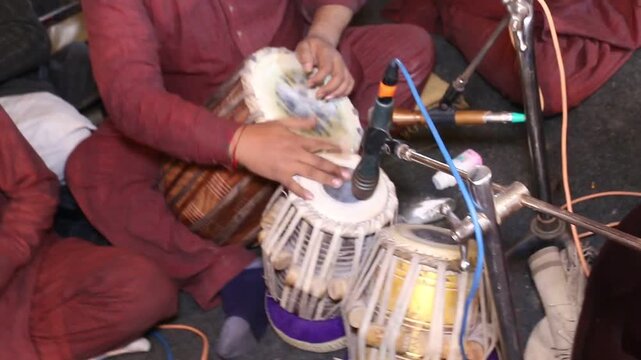 Traditional Dhol Performance During South Asian Cultural Celebration Representing Live Folk Music, Festive Ceremony and Heritage Event
