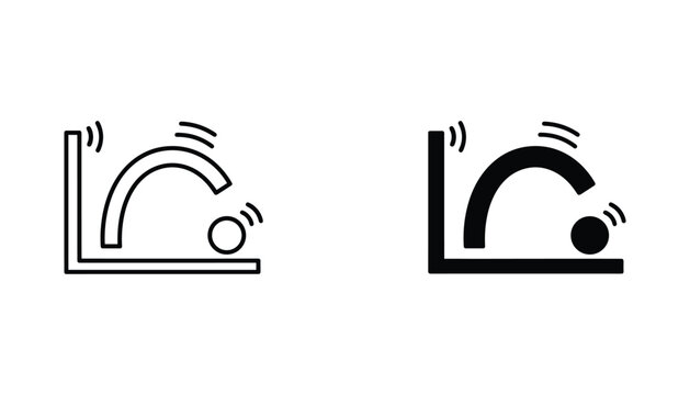Bouncing ball vector icon isolated on white Black and white outline line art and solid glyph silhouette