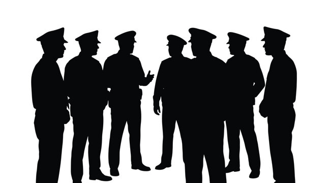 A group of police officers standing together in a circle having a professional tactical briefing