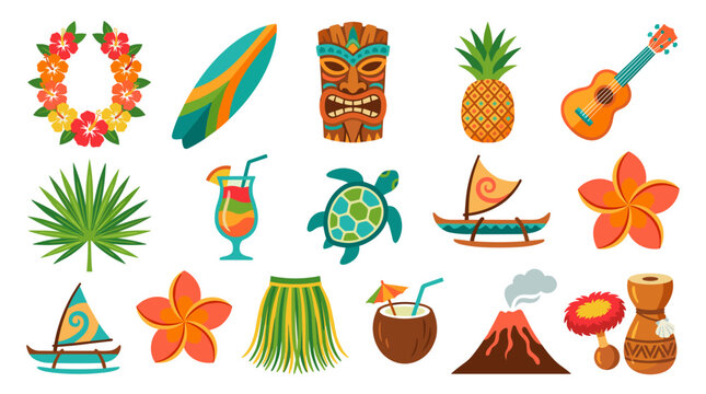Hawaiian Tropical Island Icons Collection