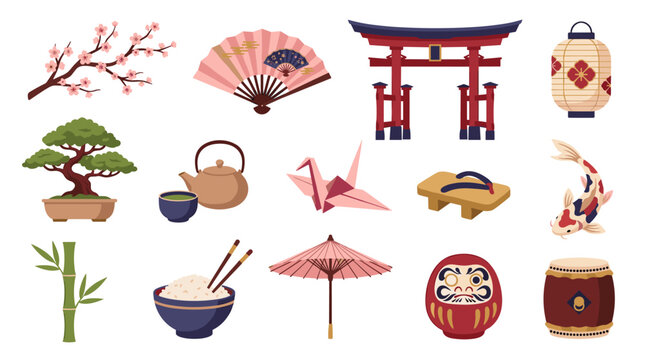Collection of Japanese cultural icons and symbols