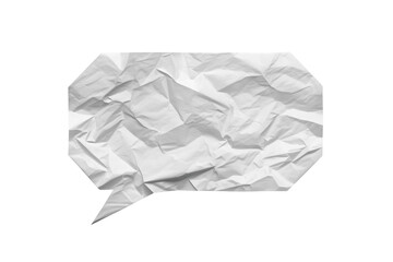Naklejka premium White crumpled paper speech bubble with wrinkled texture, symbolizing communication, messages, and speech, transparent background
