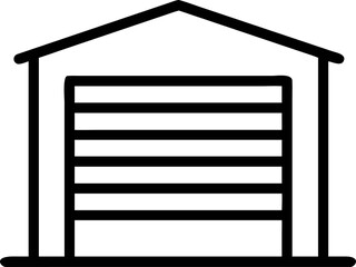 Minimalist garage line icon, black and white storage unit symbol, simple warehouse building outline for logistics and real estate web design © MD FAHIM