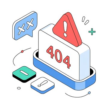 Isometric 404 error page not found web design icon