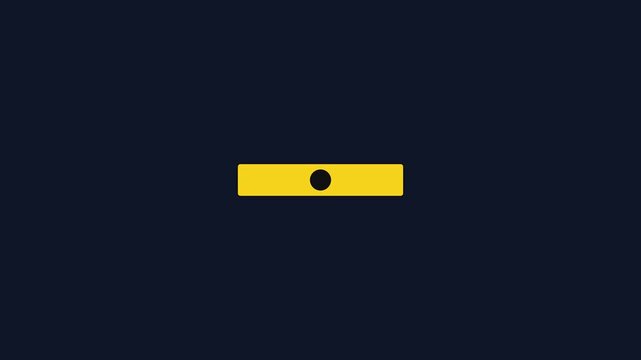 Minimalist loading bar animation, yellow progress indicator on dark blue background, simple motion graphic for website interface and app design