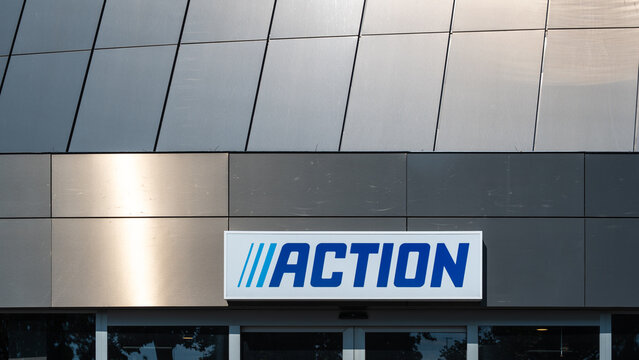 Logo of the Action discount chain. The brand is known for its low prices on various home and DIY items. Udine, Italy, June 19, 2026