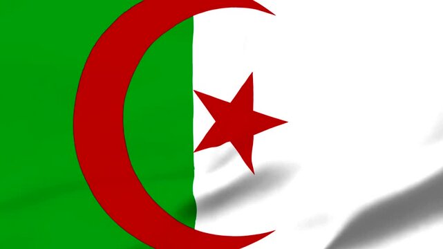 Algerian flag with crescent and star on transparent background